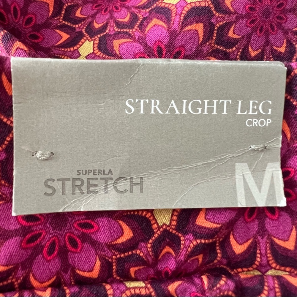 NWT Soft surroundings size medium pink flowers stretch straight leg crop pants - Picture 9 of 10